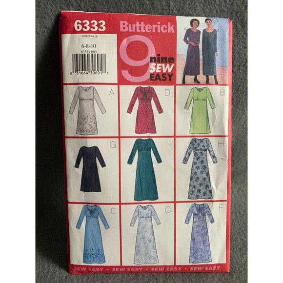 Butterick Misses Dress Sewing Pattern sz 6 - 10 6333 - uncut - Picture 5 of 5
